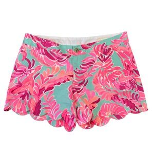 Lilly Pulitzer Buttercup Shorts Size 4 Pink Green Floral Resort Beach‎ Tropical